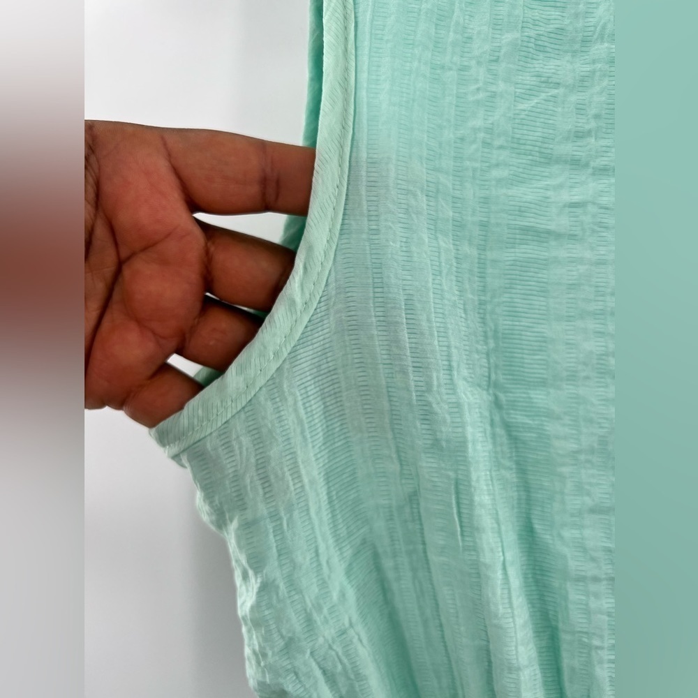 Green summer dress sleeves tiered ruched size M - Picture 4 of 12
